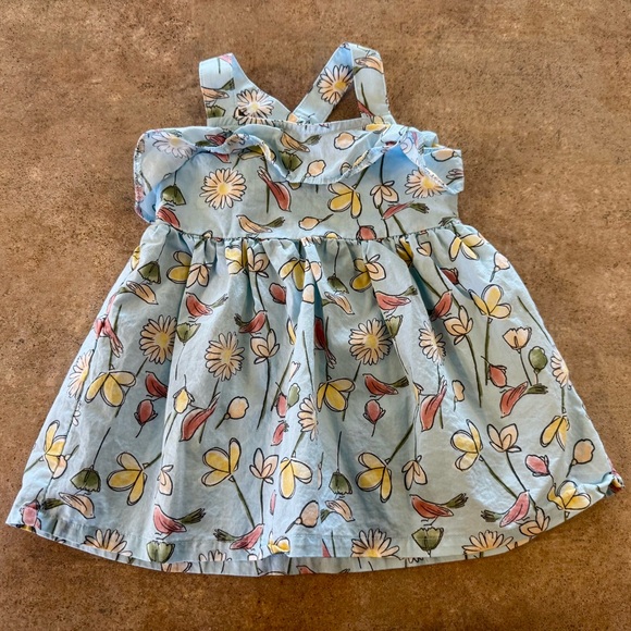 Carters Floral Kids Dress Blue and Yellow, Size 9M - Picture 2 of 5
